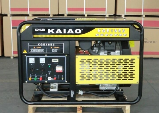 ओएचवी 15kva 25L ईंधन टैंक एयर कूल्ड गैसोलीन जनरेटर कम तेल अलार्म प्रणाली KGE18E